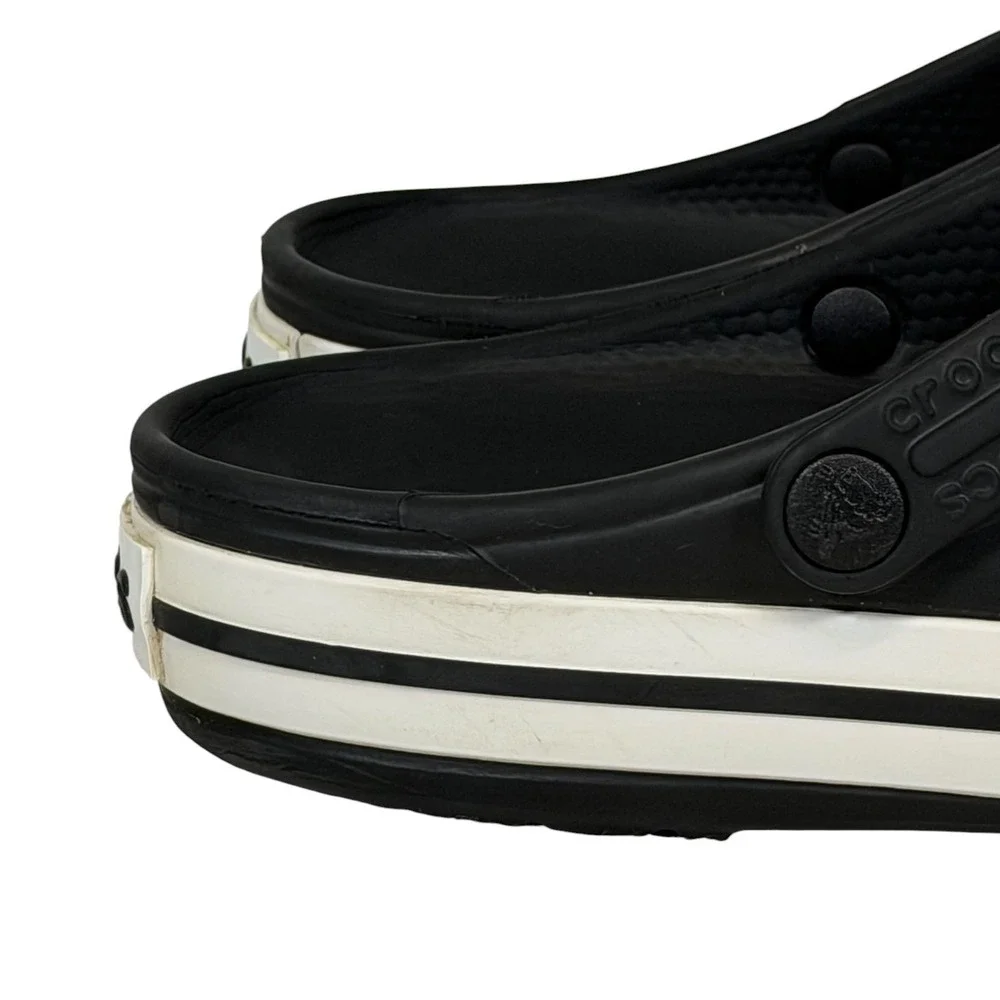 Crocs Crocband Clogs Black White Striped Midsole Mens 7 Womens 9 11016-001